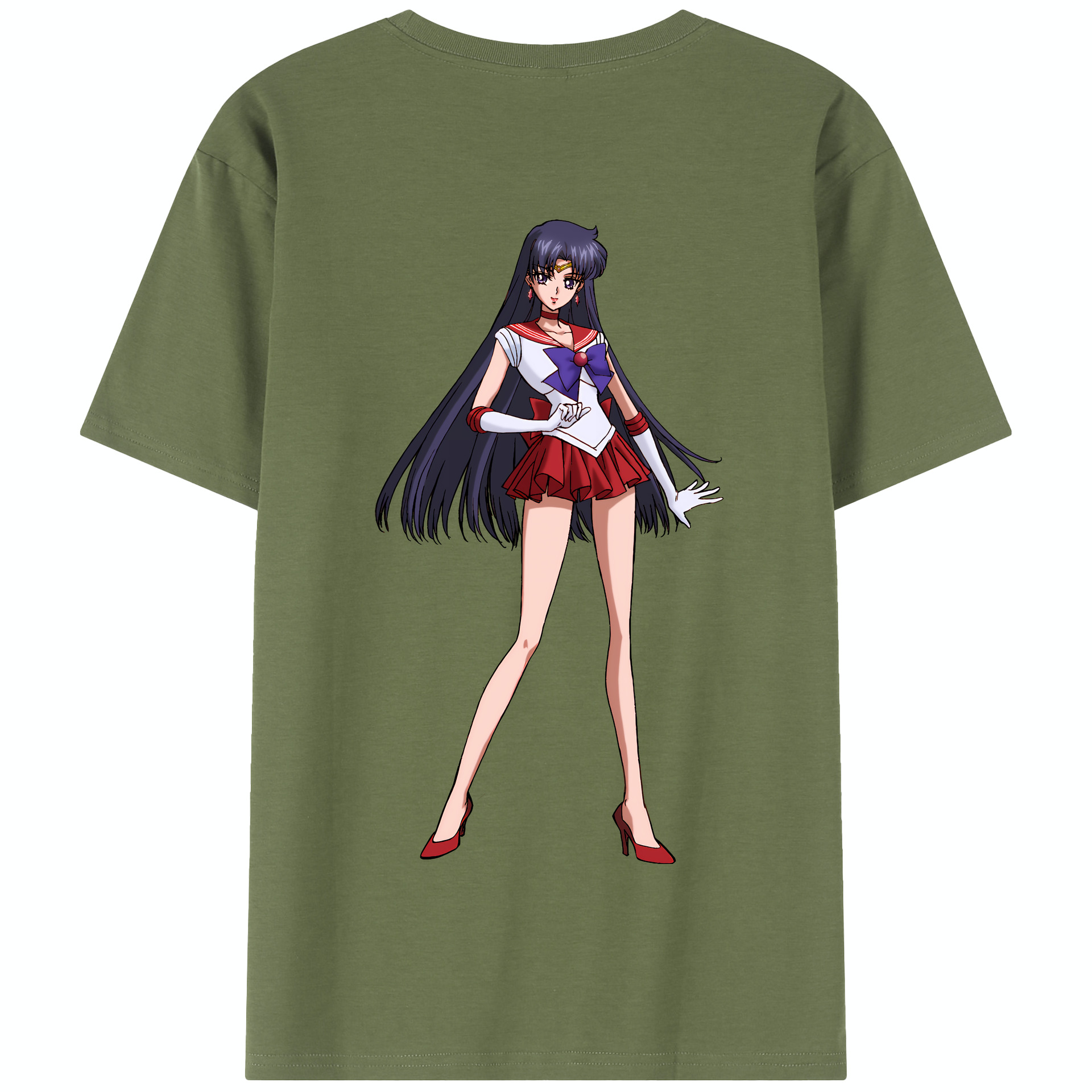 （画像用） 美少女戦士セーラームーン 火野レイ ひの レイ Sailor Moon Hino Rei （セーラーマーズ,Sailor Mars） 綿100％半袖Tシャツ（背面プリント）